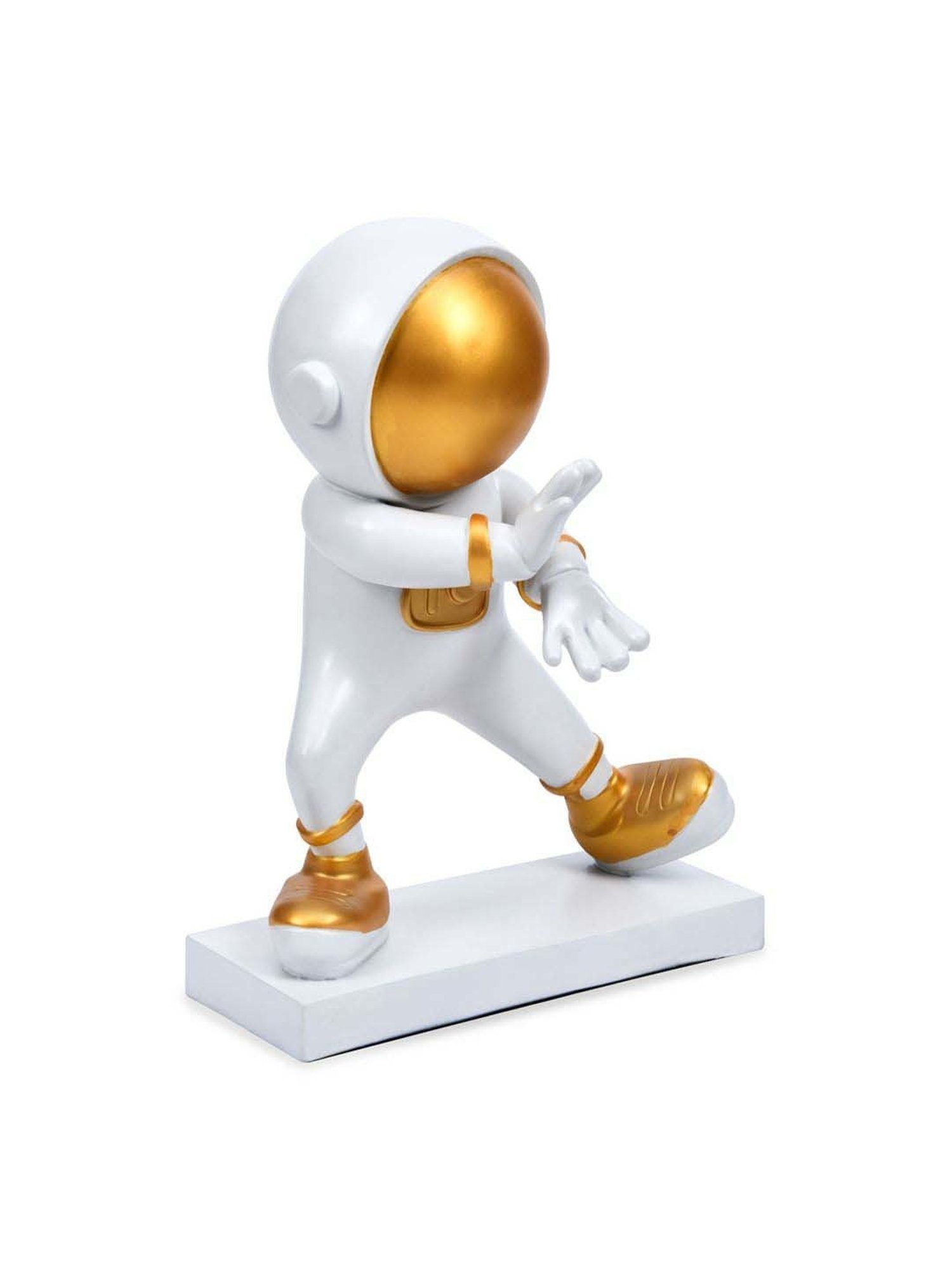 @home White & Gold Resin Kungfu Astronaut Figurine Showpiece