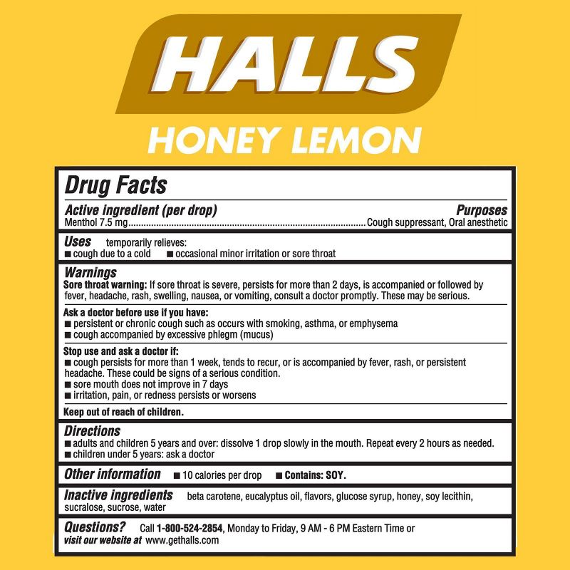 Halls Cough Drops - Honey Lemon - 80ct