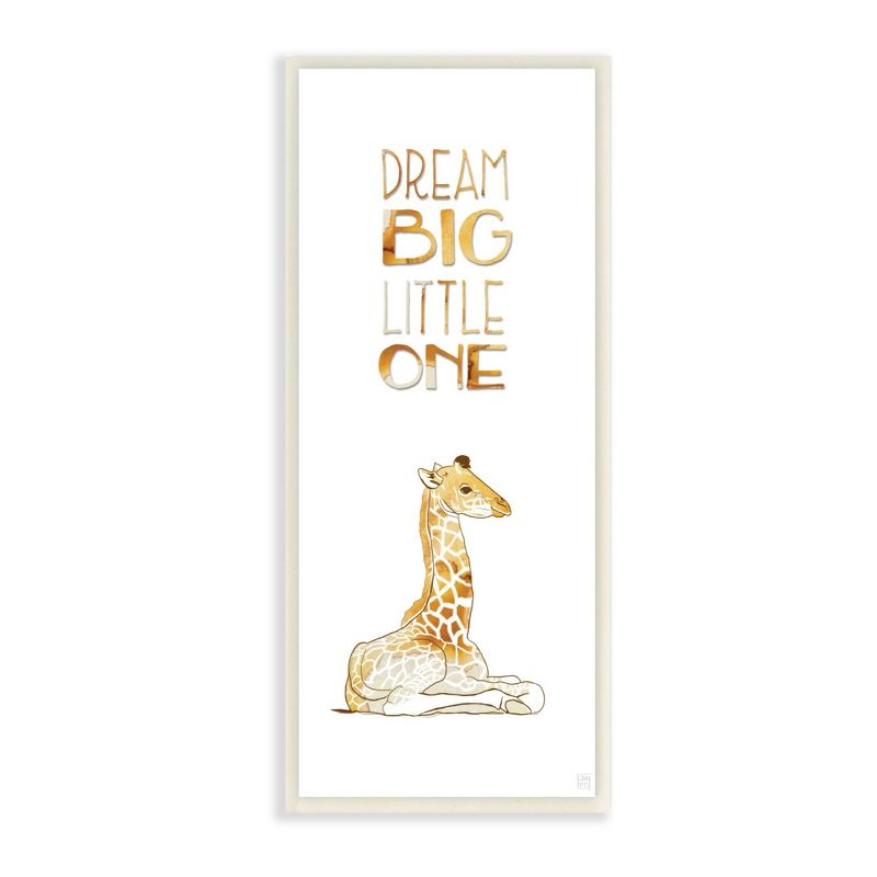 Dream Big Little One Giraffe Wall Plaque Art (7"x17"x0.5") - Stupell Industries