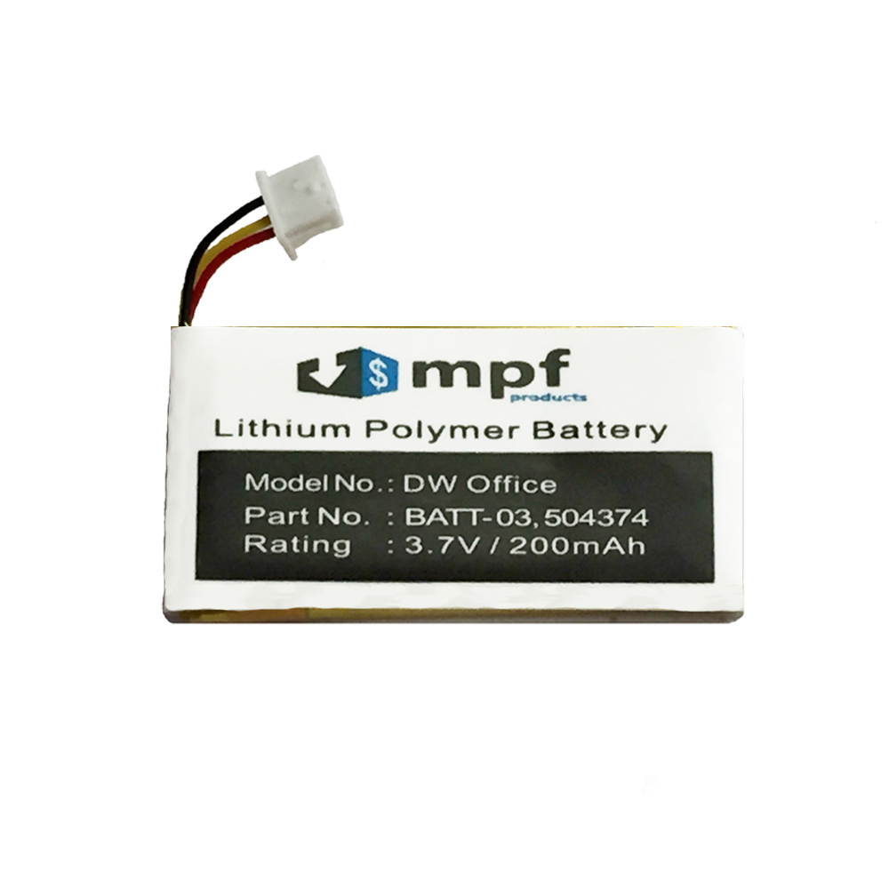 200mAh 504374, BATT-03 Battery Replacement for Sennheiser DW Office, DW Office ML, DW Pro1, DW Pro2, MB Pro 1, MB Pro 2, OfficeRunner, SD Office, SD Office ML, SD Pro1, SD Pro2 Wireless Headsets