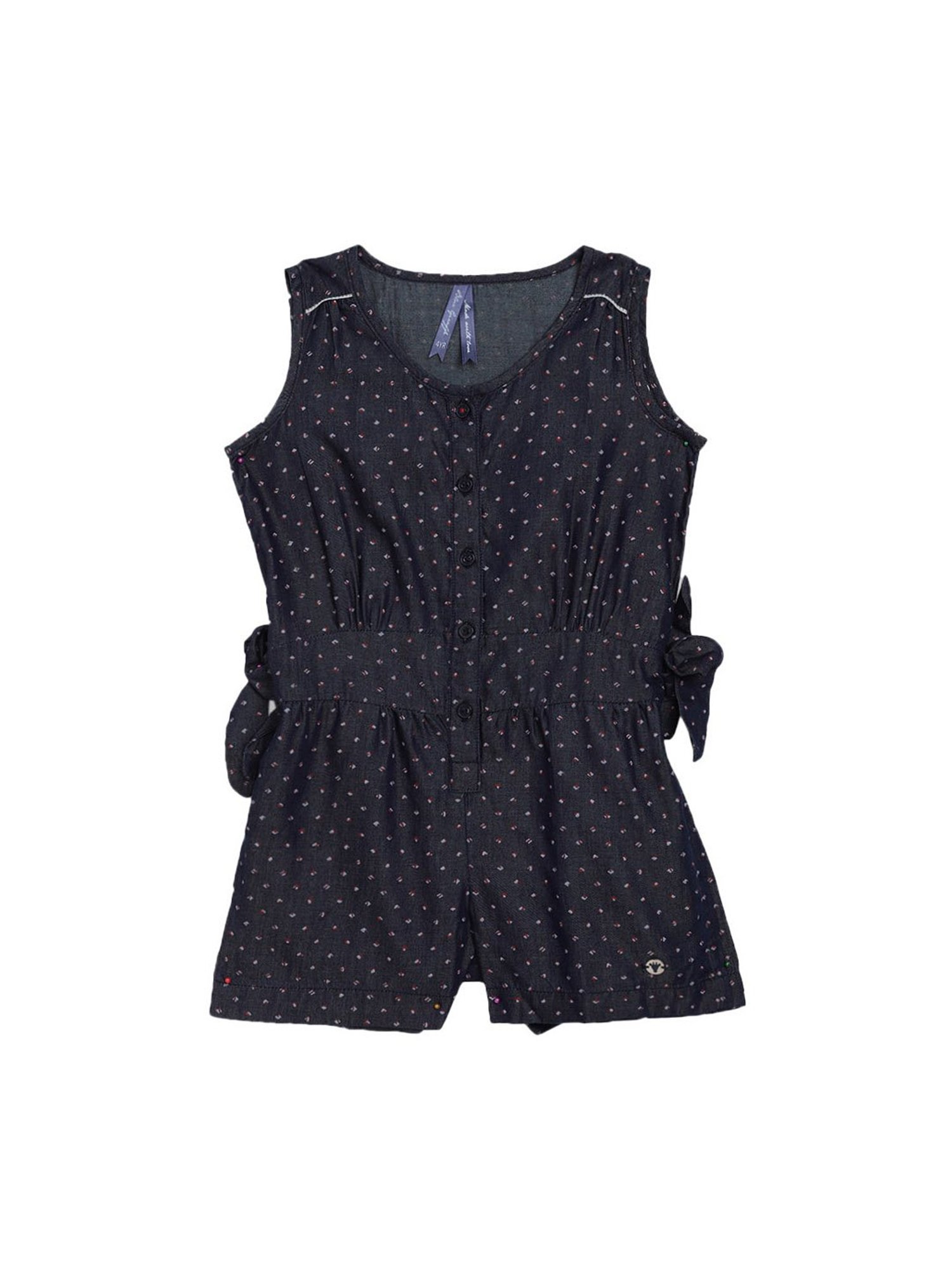 Blue Giraffe Kids Indigo Cotton Printed Jumpsuit