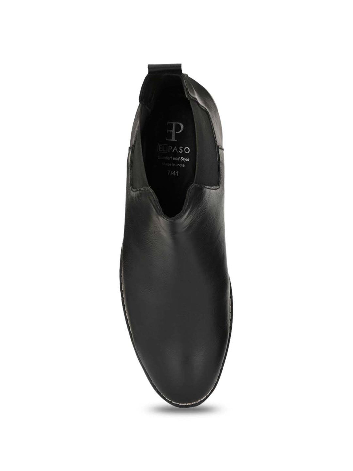 El Paso Men's Jet black Chelsea Boots
