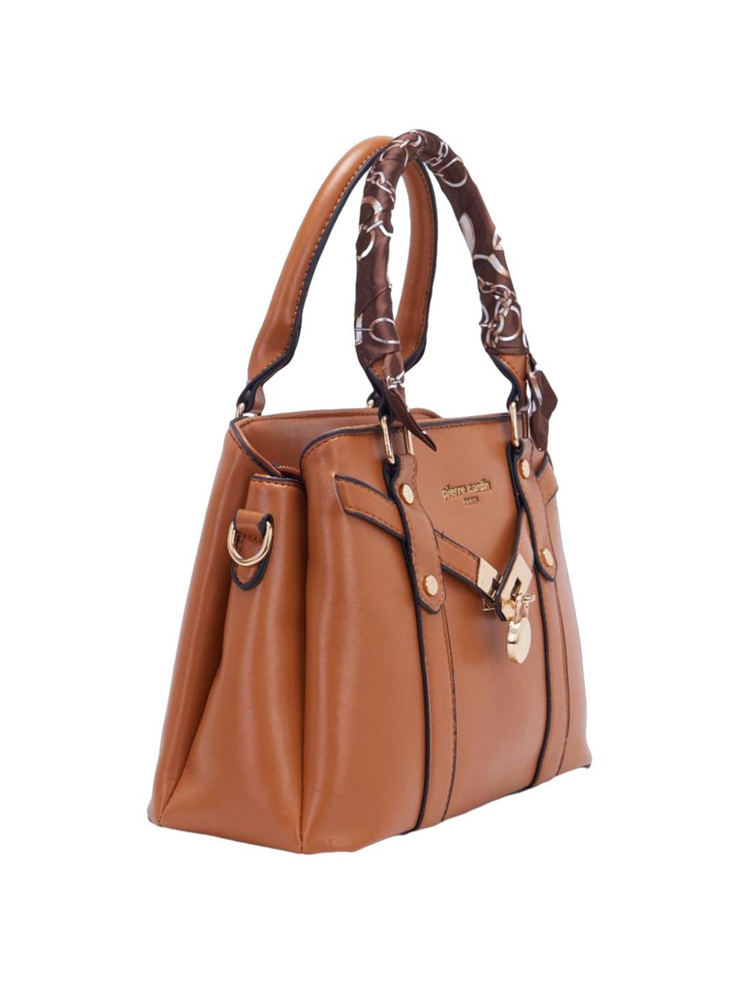 Pierre Cardin Tan Solid Satchel Handbag