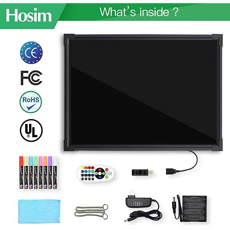 LED Message Writing Board 24 x 16 Illuminated Erasable Neon Effect Restaurant Menu Sign with 8 Colors Markers 7 Colors Flashing Mode DIY Message Chalkboard for Kitchen Wedding Promotions