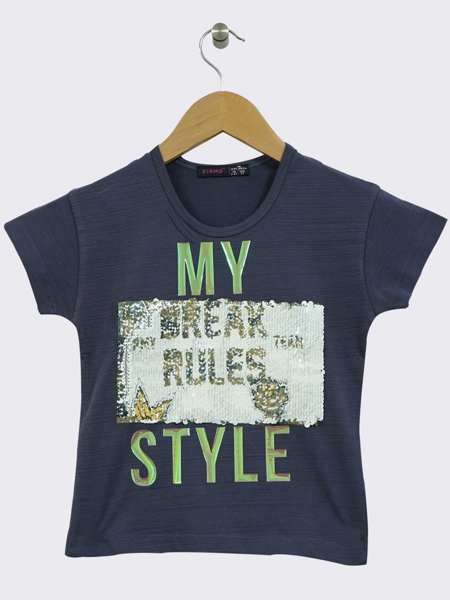 ZIAMA Kids Grey Embellished Top