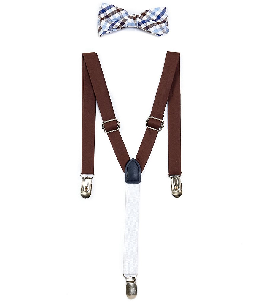 Class Club Boys Checked Bow Tie & Suspenders Set