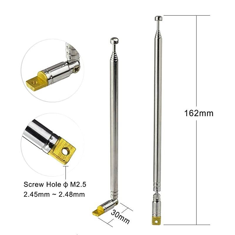 7Sections Telescopic 65cm FM Antenna Replacement 2Pack Compatible with Indoor Portable Radio Bluetooth Home Stereo Receiver AV Audio Vedio Home Theater Receiver Power Amplifier System Tuner