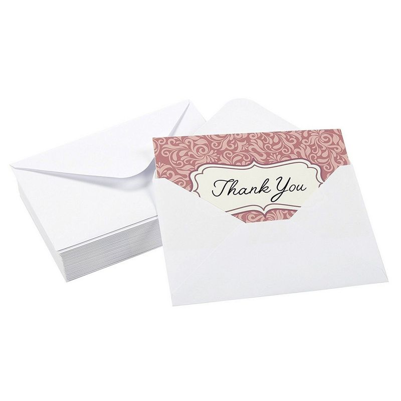 Best Paper Greetings 48 Pack Blank Thank You Cards and Envelopes, 6 Damask Floral Designs (4 x 6 In)