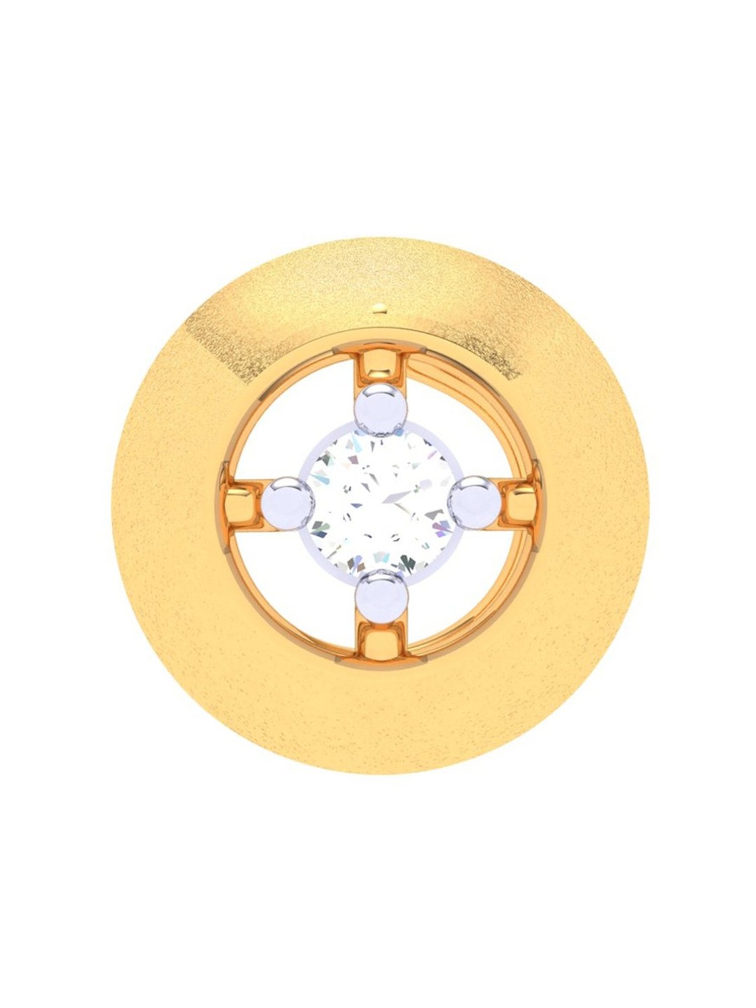 P.C. Chandra Jewellers 22k Gold Circle Shape White Stone Nosepin