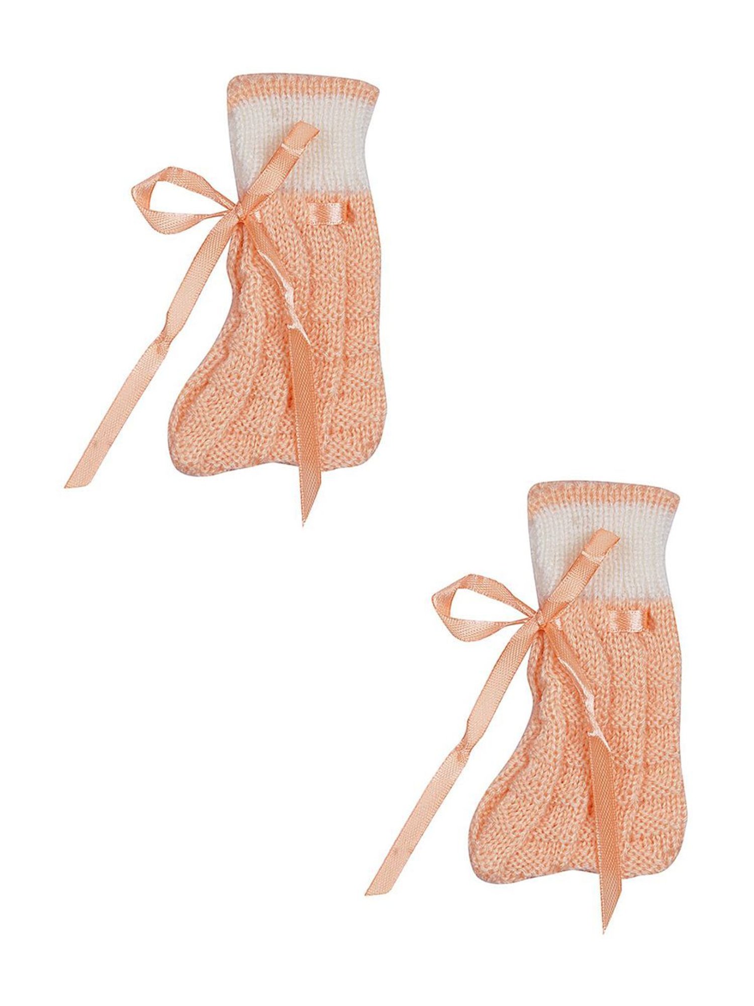 Little Angels Kids Peach & White Textured Pattern Full Sleeves Sweater Set