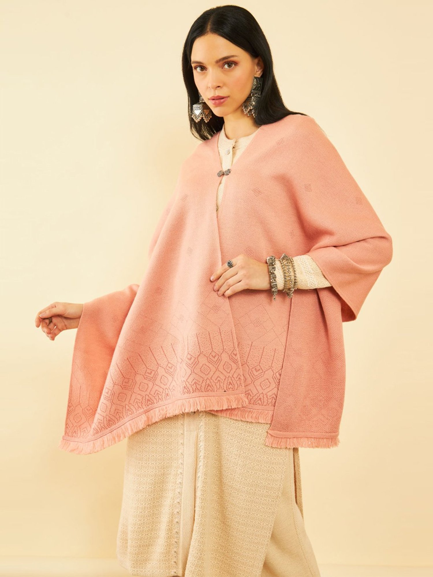 Soch Peach Printed Shawl