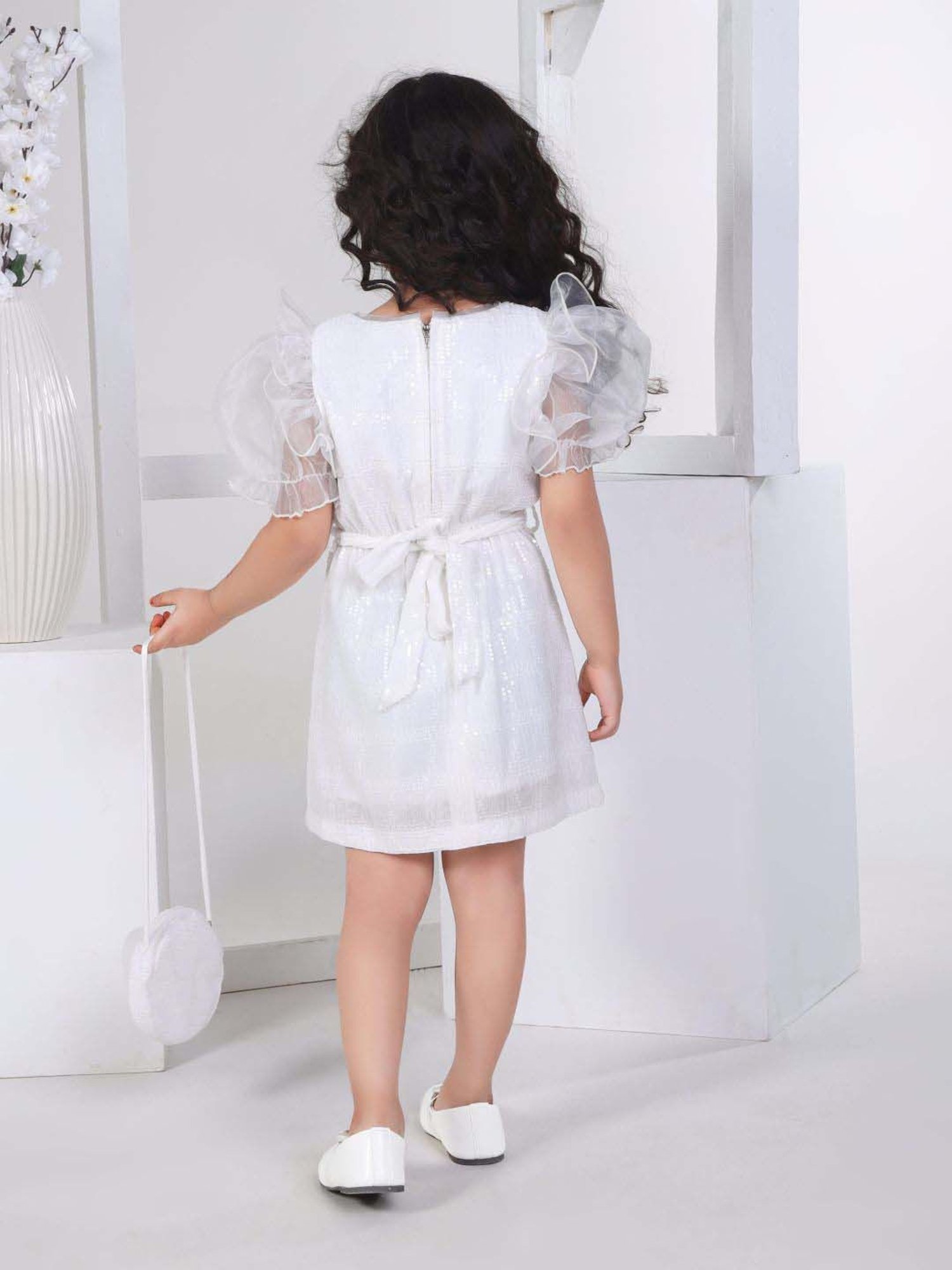 Peppermint Girls White Embellished Dress