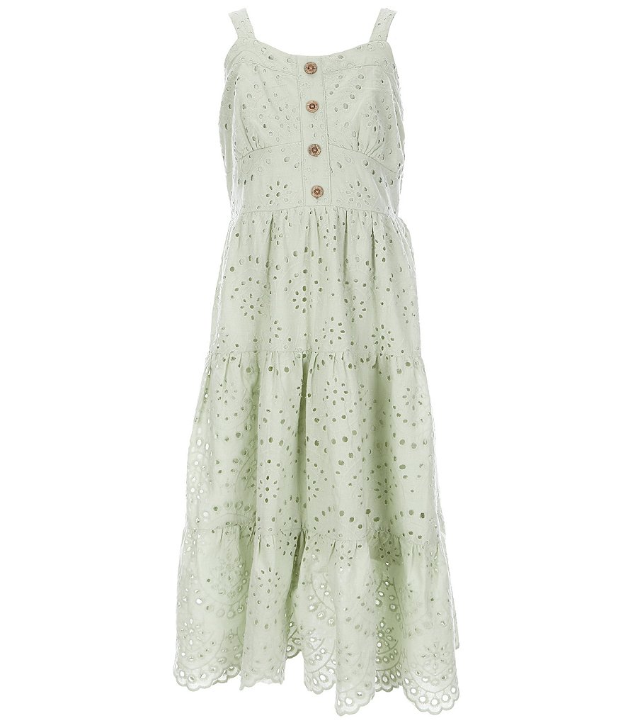 Poppies And Roses Big Girls 7-16 Eyelet Tiered A-Line Dress