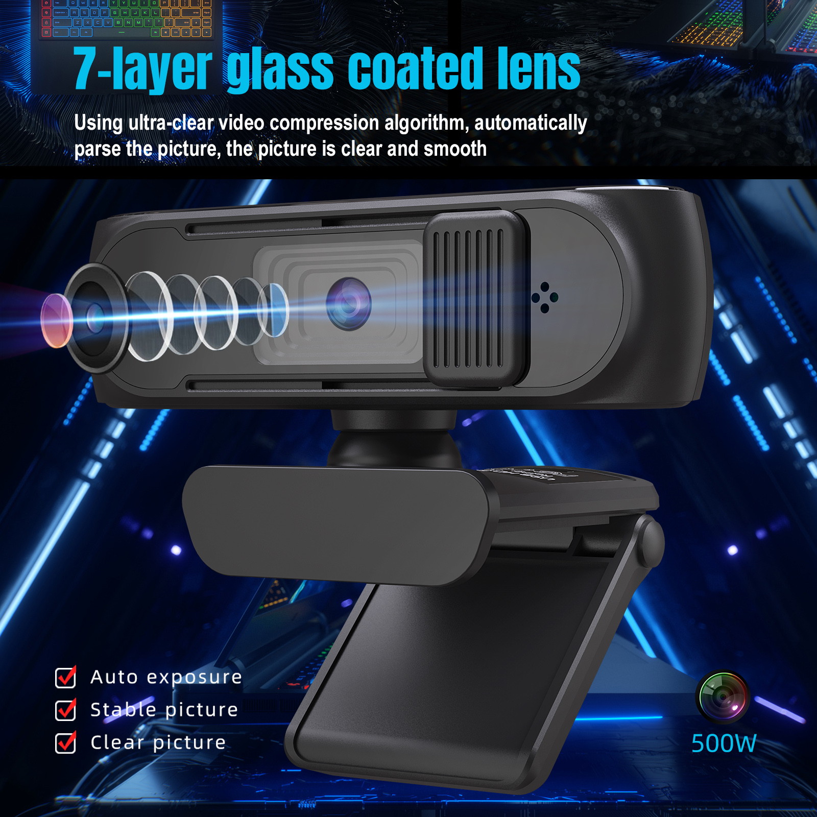 easyday Webcam with Microphone, 1080P HD USB Computer Camera with Privacy Shutter&Webcam Tripod, Streaming Webcam with Flexible Rotable Wide Angle Webcam for PC Zoom Video/Gaming/Laptop