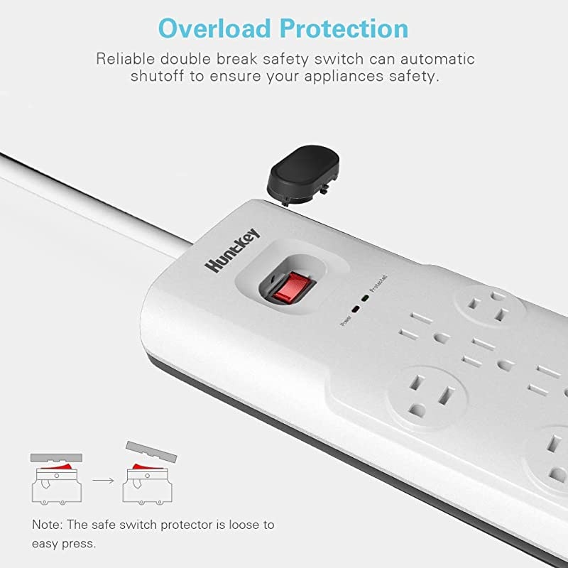 Surge Protector Power Strip, 12 Outlets Extender with 3 USB Charging Ports 5V/3.1A, 6 Foot Extension Cord, 4000 Joules