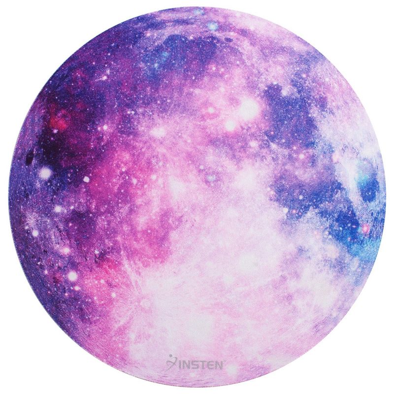 Insten Round Mouse Pad Galaxy Space Planet Moon Design Super Smooth Mousepad - Purple Nebula Space (8.4" x 8.4")