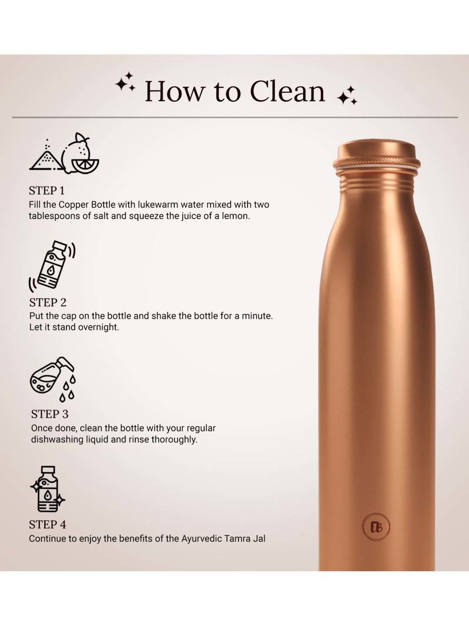 Everything Beautiful Reddish Brown Copper Water Bottle - Seamless (0.95 L)