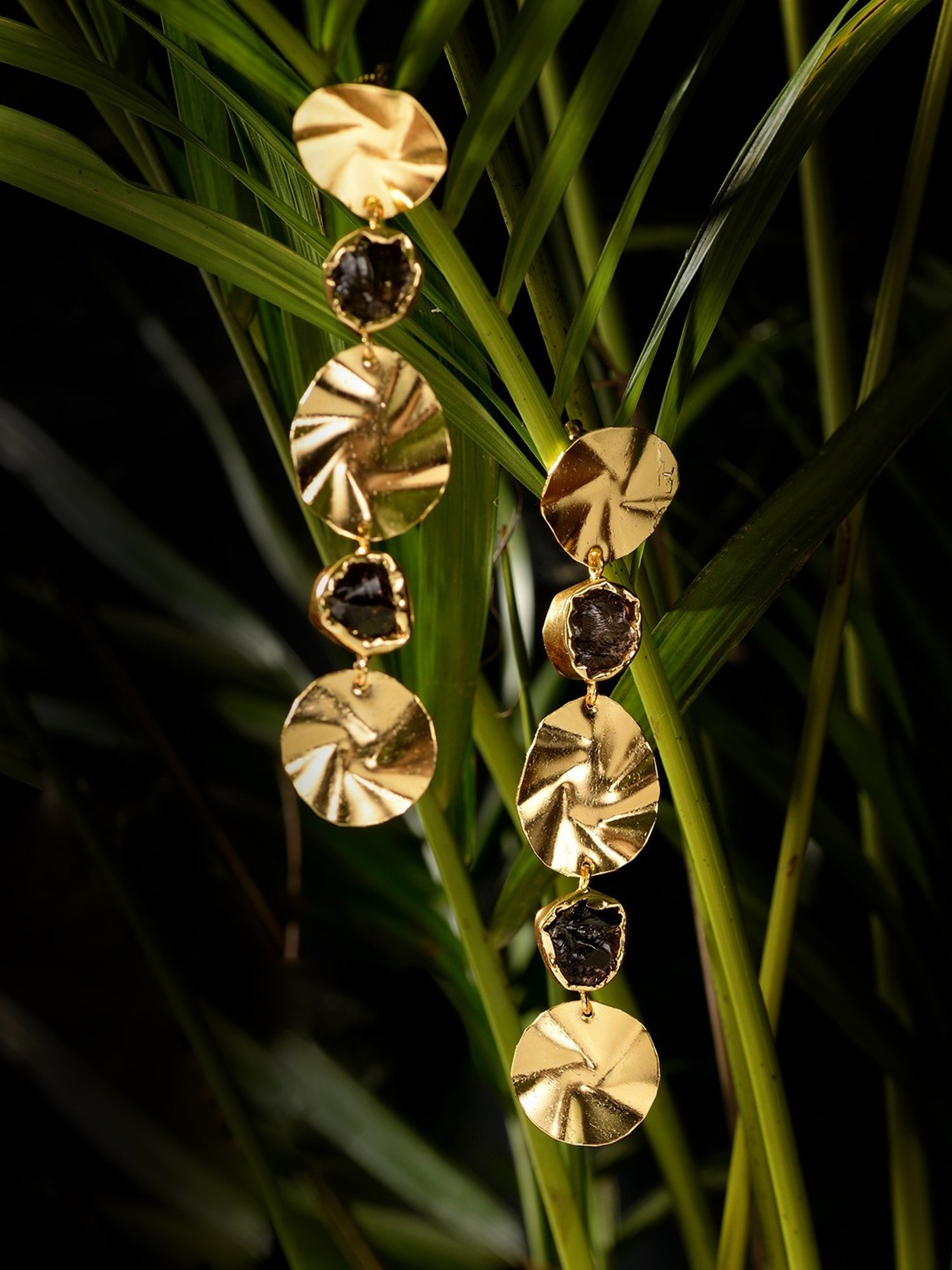 Saraf RS Jewellery Gold Purple Uncut stones Dangler Earrings