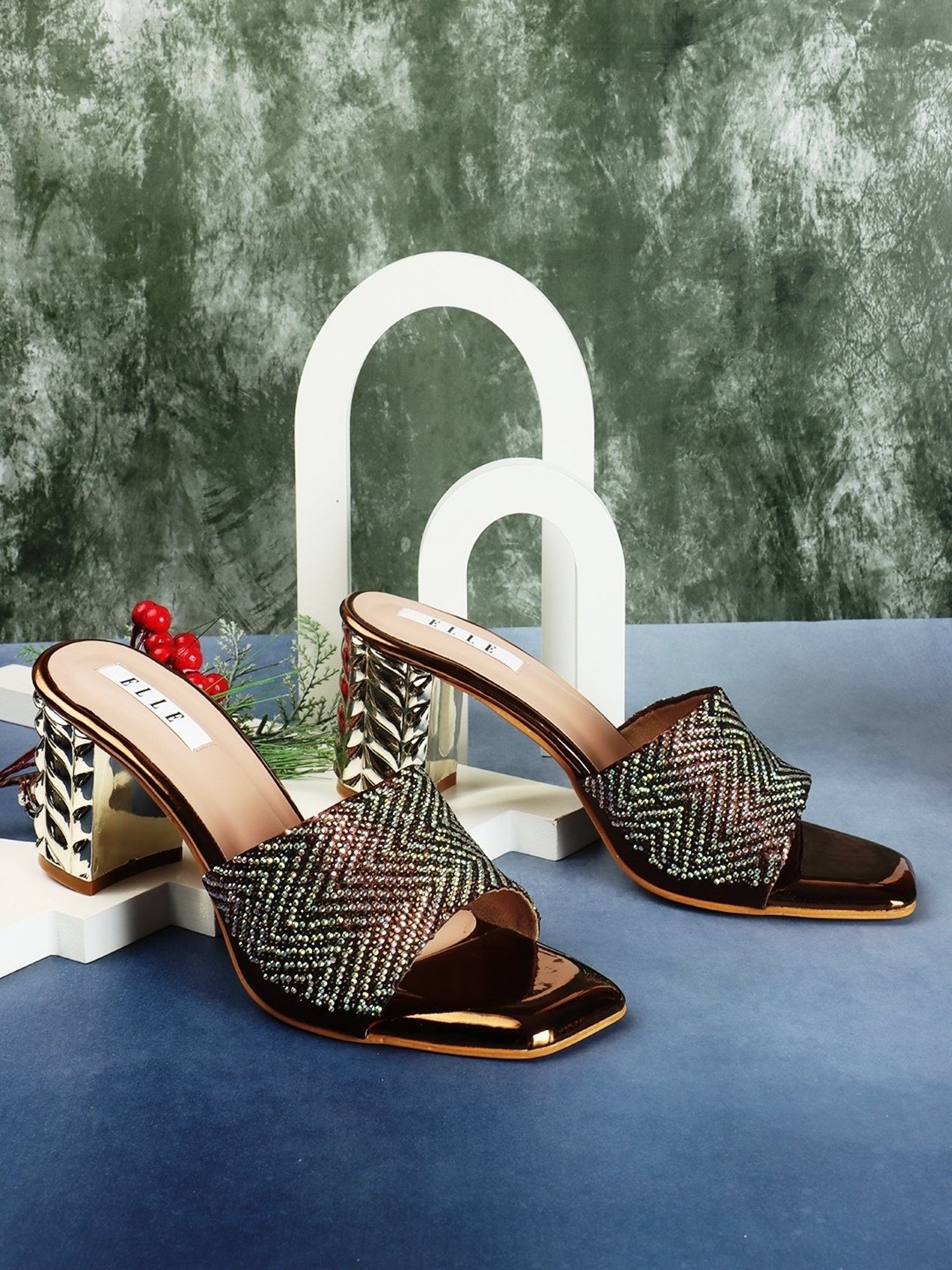 Elle Women's Antique Gold Ethnic Sandals