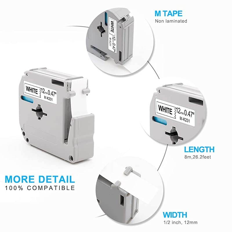 Compatible Label Tape Replacement for Brother Label Maker Tape TZe-251 TZe-151 TZe-451 TZe-651 24mm TZe Tape for P-Touch PT-D600 PT-P700 PTP750W PT2730 ( Clear, White, Yellow, Red, 4-Pack )