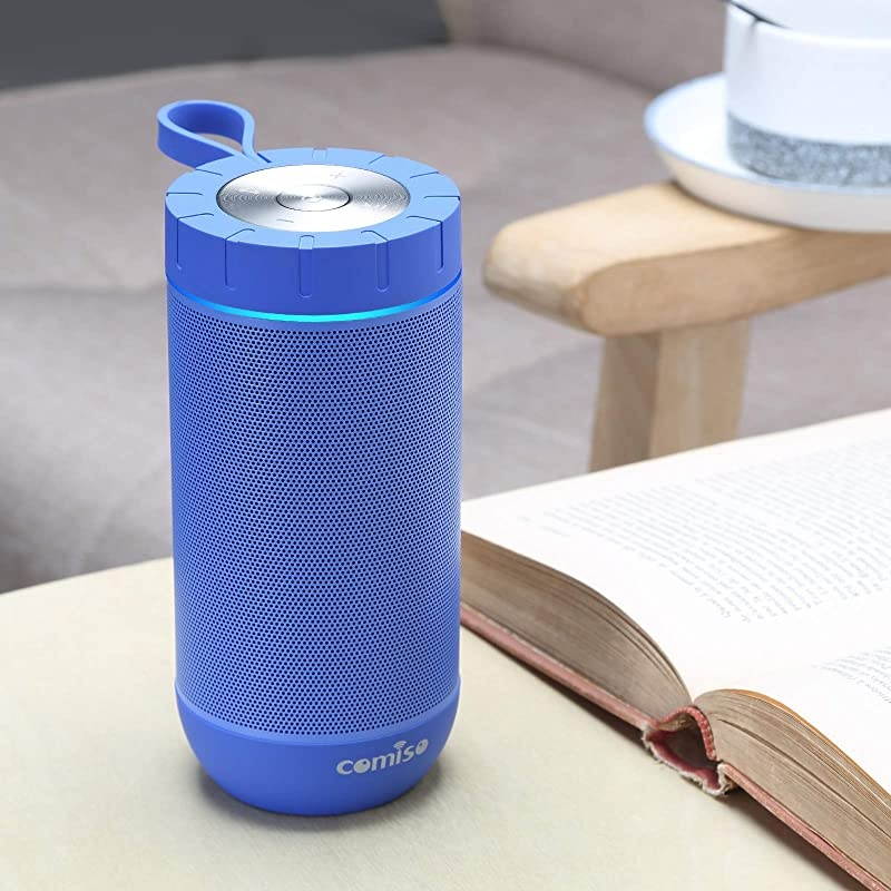 Bluetooth Speaker with 360 Surround Sound 24 Hour Playtime 66ft Bluetooth Range IPX5 Water Resistance DualDriver Wireless Speaker for iPhone Samsung Blue