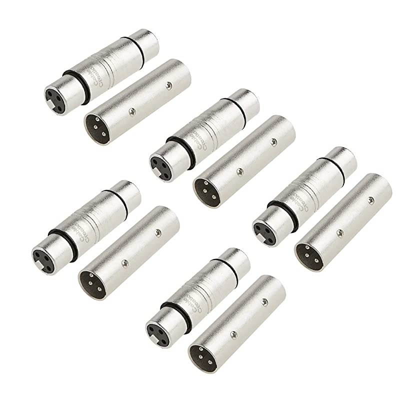 5Pair XLR Female to Female XLR Male to Male 3PIN Adapter Connector Compatible MicrophoneMixerSilver