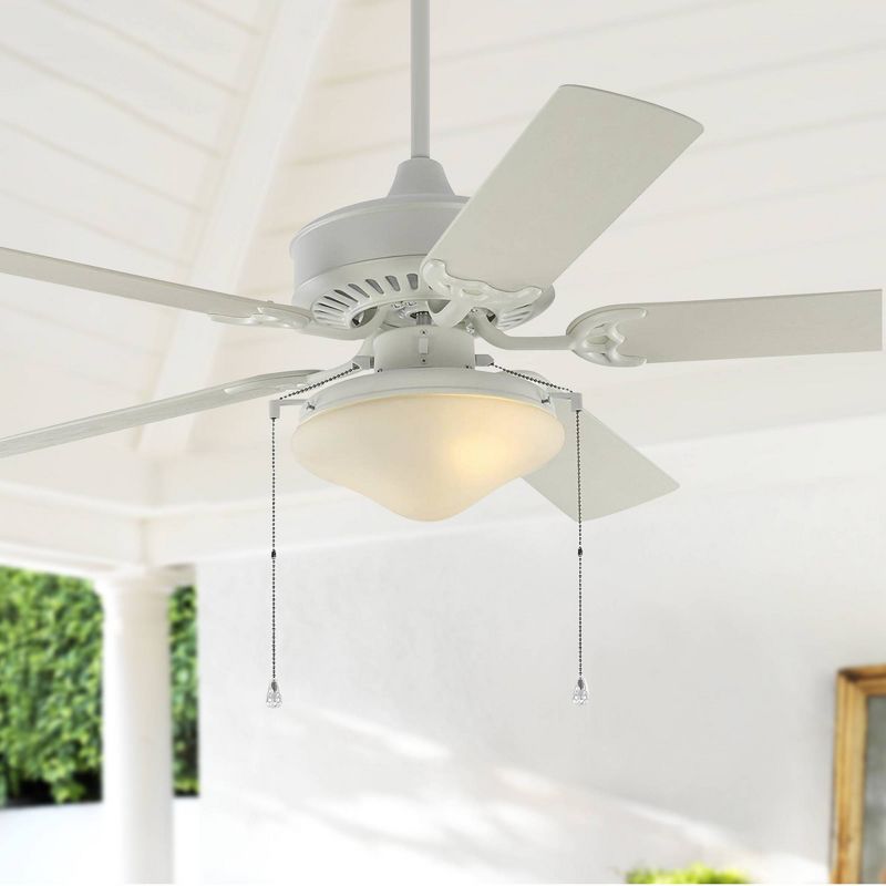 52" Monte Carlo Haven Outdoor Matte White Pull Chain Ceiling Fan