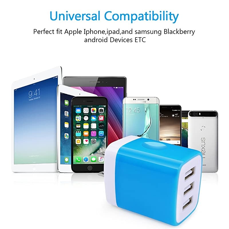 USB Charger Plug  2Pack 31A 3Multi Port USB Wall Charger Brick Adapter Charging Block Cube Charger Box Compatible iPhone 11 ProXS MaxX876S Plus iPad Samsung Galaxy S20 FE 5G S10e S9 S8
