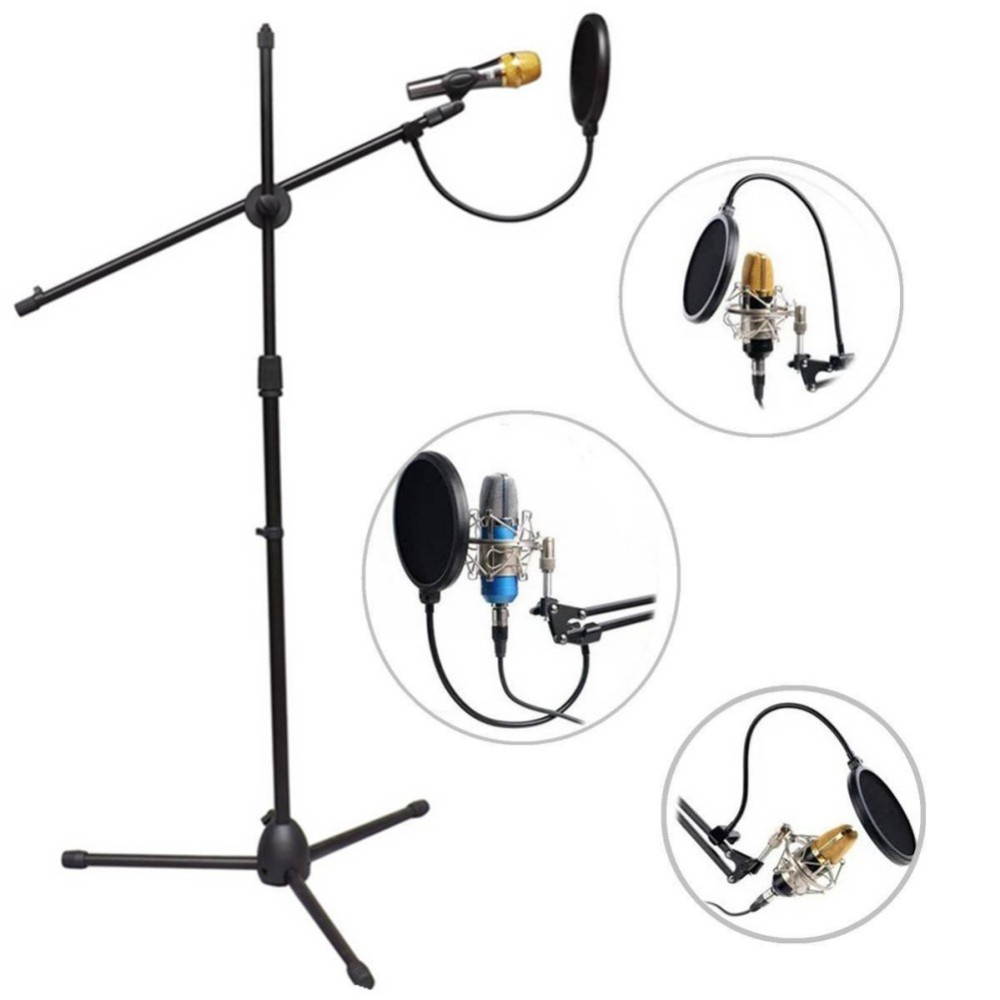 Professional BM800 Condenser Sound Microphone For Recording Kit KTV Karaoke+ Pop Filter +NB35 stand + 48V Phantom Power Supply