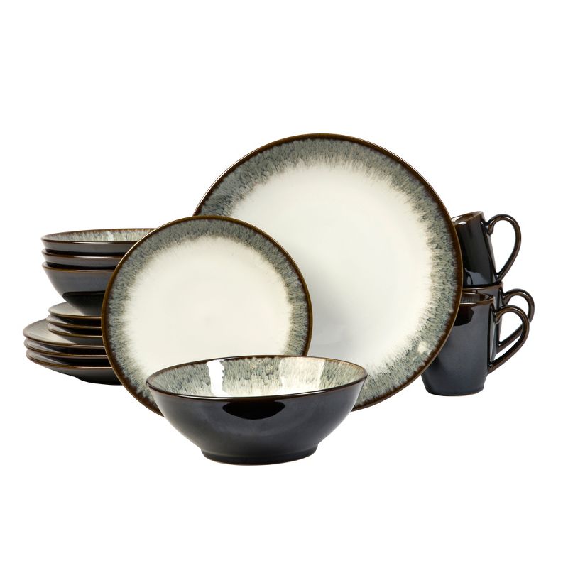 16pc Stoneware Novelle Dinnerware Set Gray/Brown - Sango
