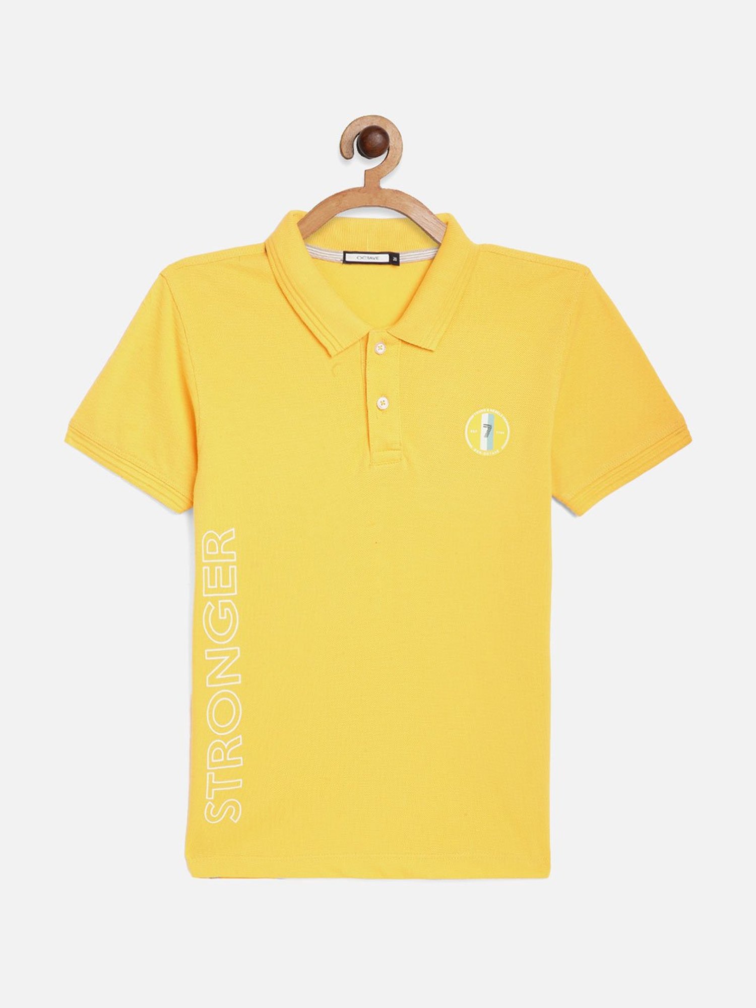 Octave Kids Yellow Graphic Print Polo T-Shirt