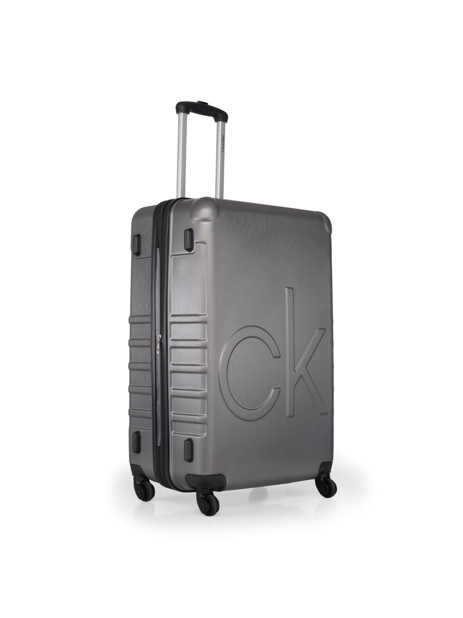 Calvin Klein Midtown Tour Dark Grey Textured Hard Cabin Trolley Bag - 76 cm