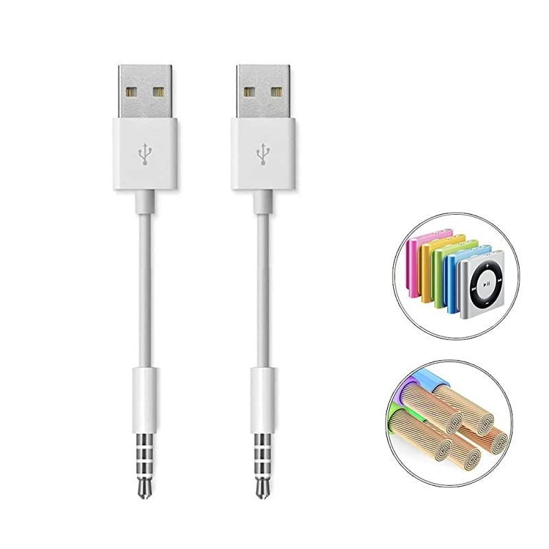 USB Date Cable Replacement for iPod Shuffle Charger Cable2Pack 35mm JackPlug to USB Power Charger Sync Data Transfer Cable for iPod Shuffle 3rd 4th 5th 67 Gen MP3