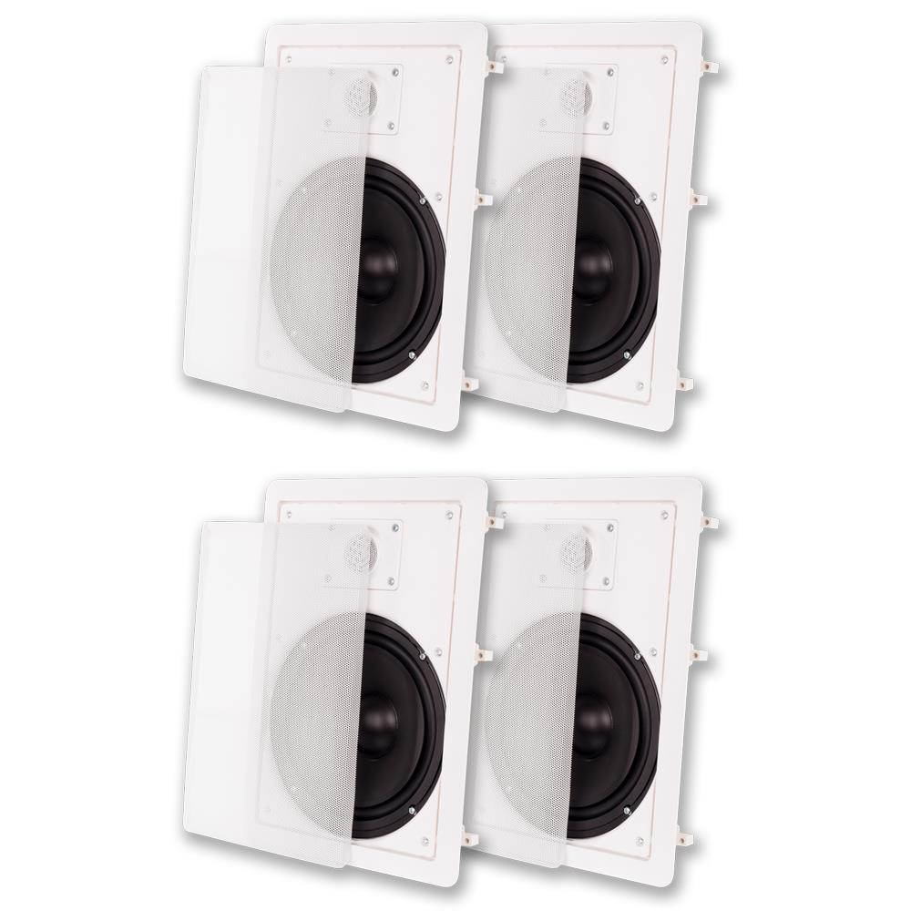 Acoustic Audio MT8 Flush Mount In Wall Speakers with 8" Woofers 2 Pair Pack