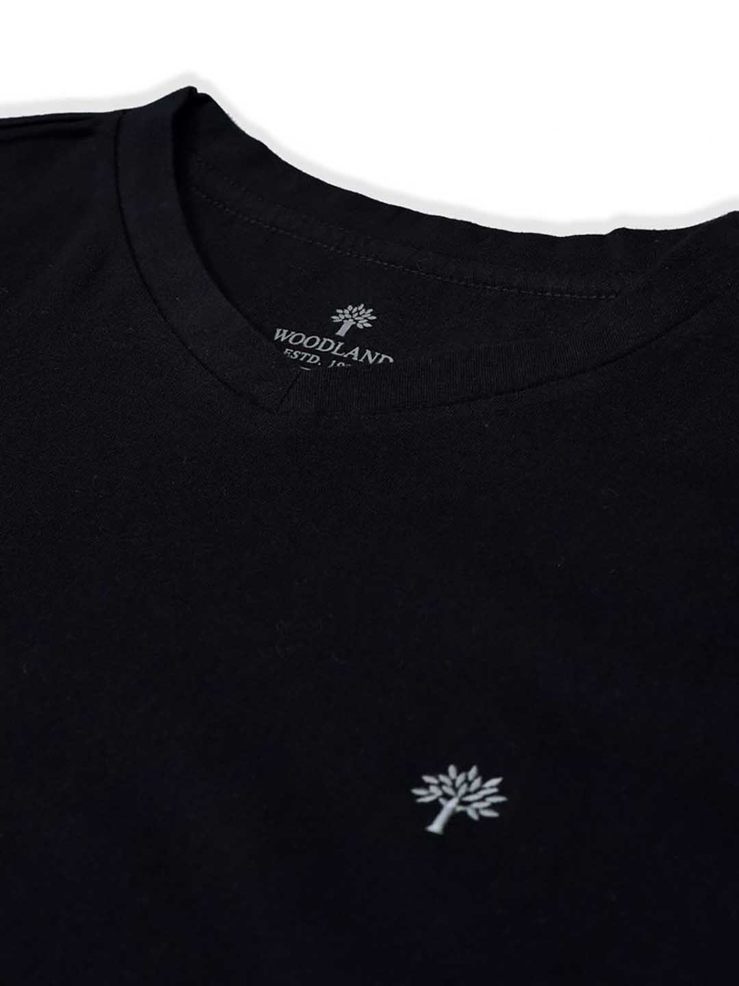 Woodland Black Regular Fit V Neck T-Shirt