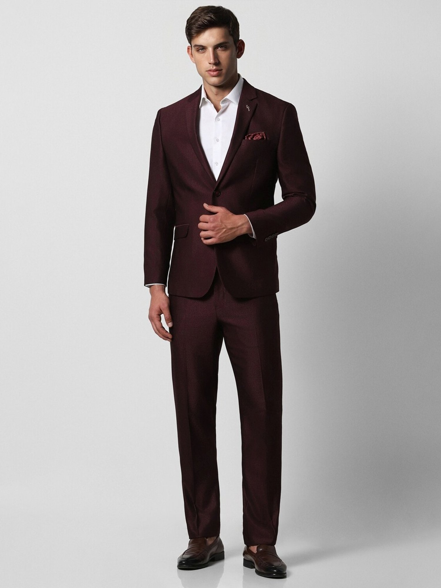 Van Heusen Maroon Slim Fit Two Piece Suit