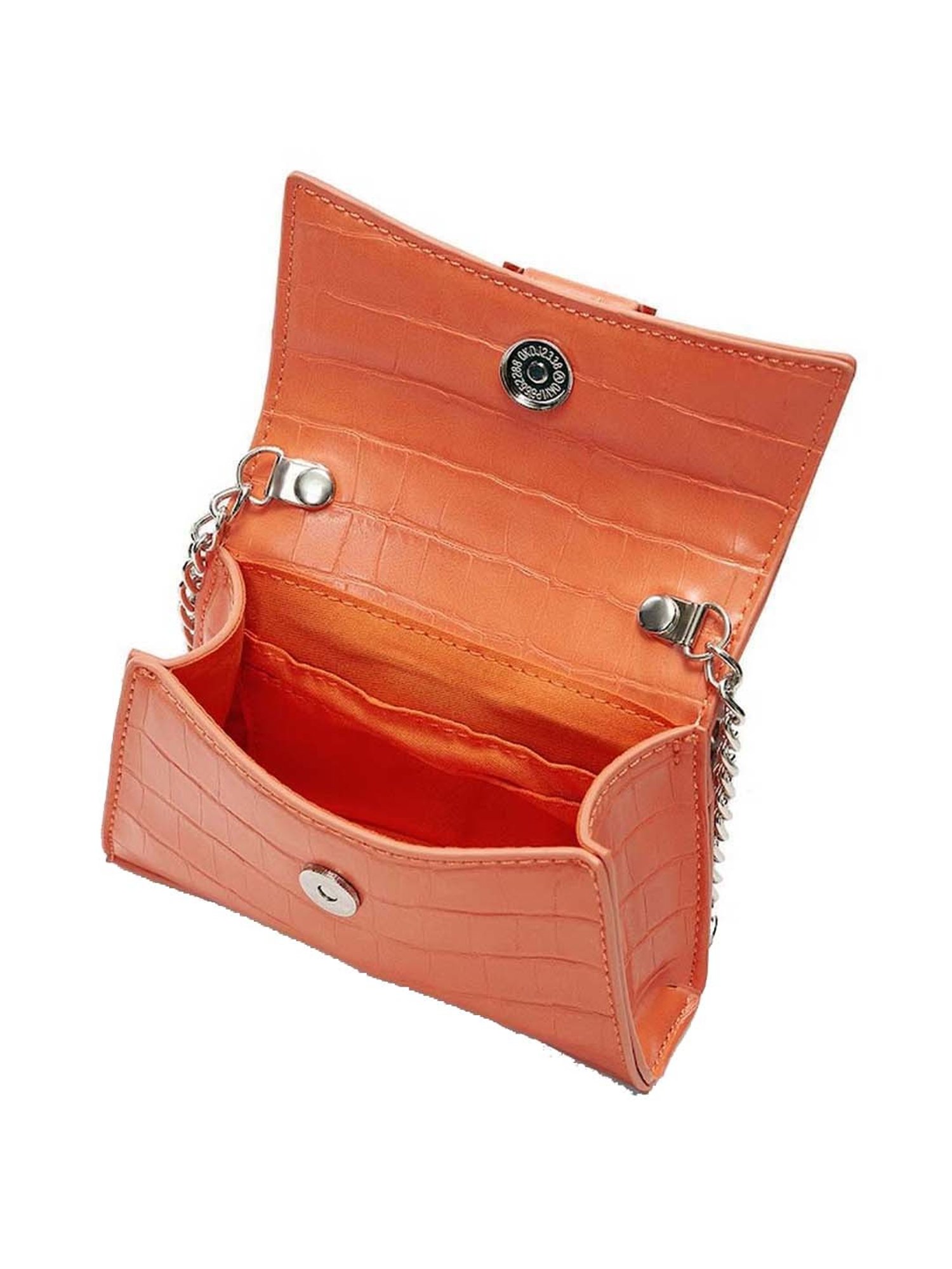 Miraggio Orange Textured Small Sling Handbag