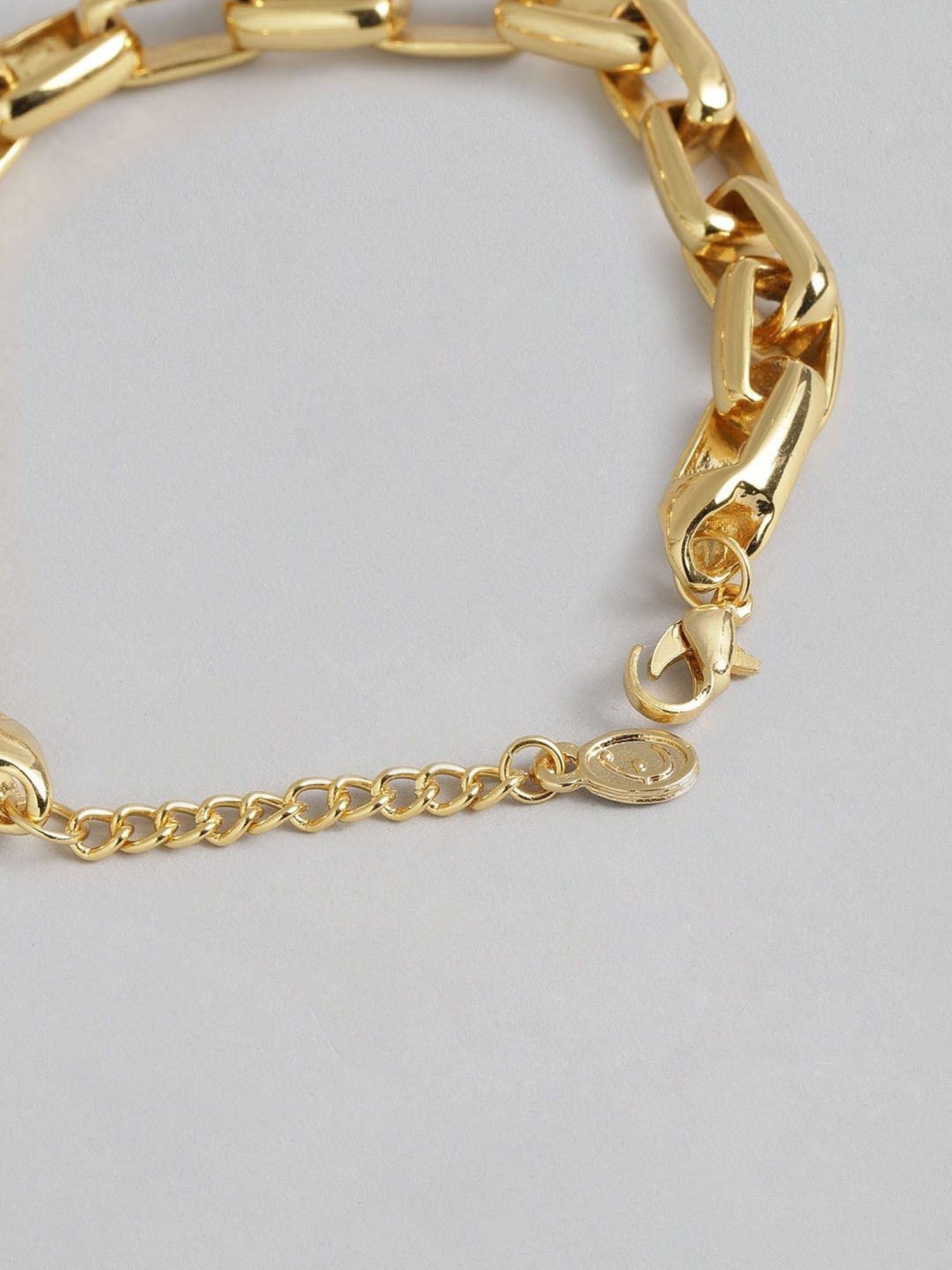 Estele Gold-Plated Rectangular Link Bracelet for Women