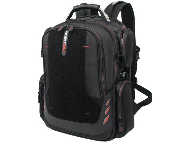 Mobile Edge - Core Gaming Checkpoint Friendly 18.4" Backpack w/Velcro Front Panel - Black with Red Trim