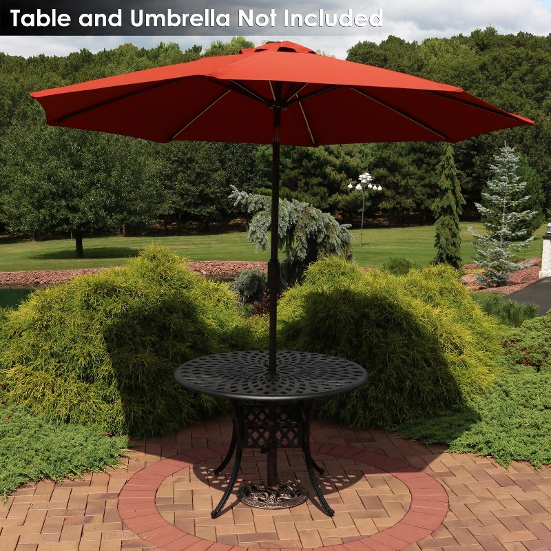 Sunnydaze Outdoor Heavy-Duty Cast Iron Decorative Rose Blossom Design Patio Yard Round Umbrella Base Stand - 16" - Bronze