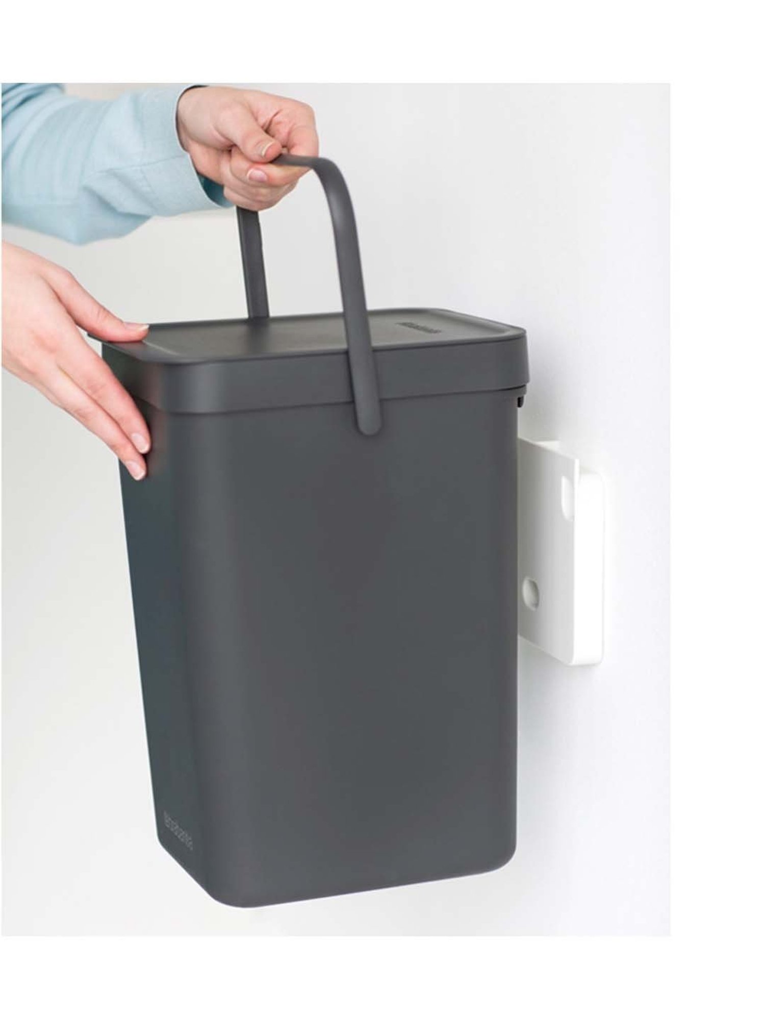 BRABANTIA Sort & Go Dark Grey Plastic Waste Bin (12 L) - Set of 1