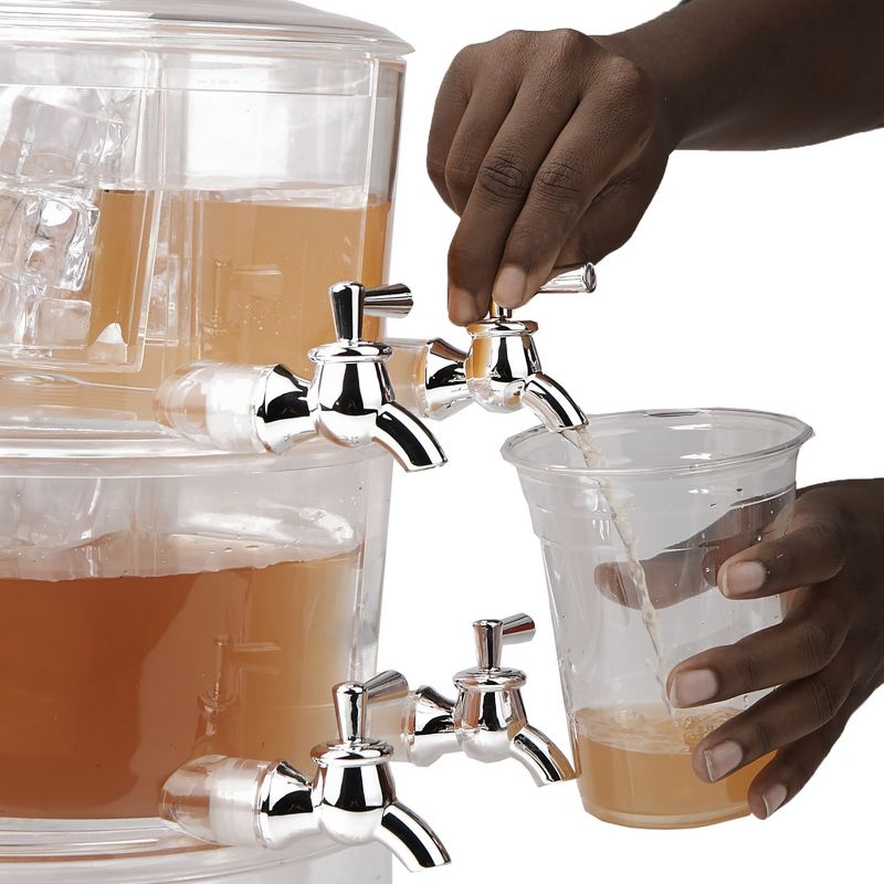 Mind Reader 2 Tier Split Compartment Beverage Drink Dispenser with Spigot and Ice Bucket Bottom