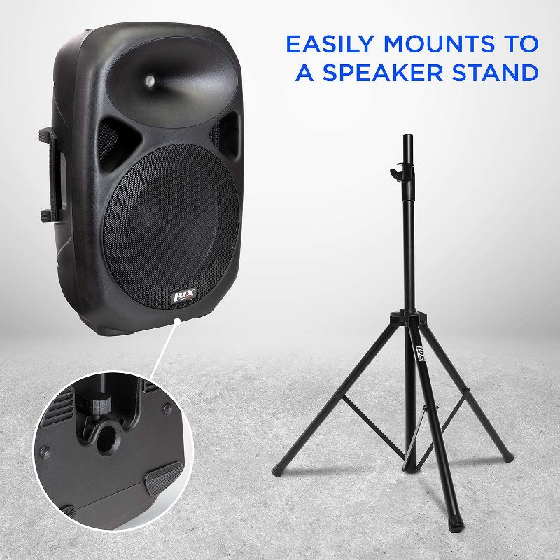 LyxPro 15" Inch Passive DJ PA Speaker System XLR,1/4,Speakon, Connections Daisy Chain Compatible, 8 Ohm, Lightweight, Stand Mountable,
