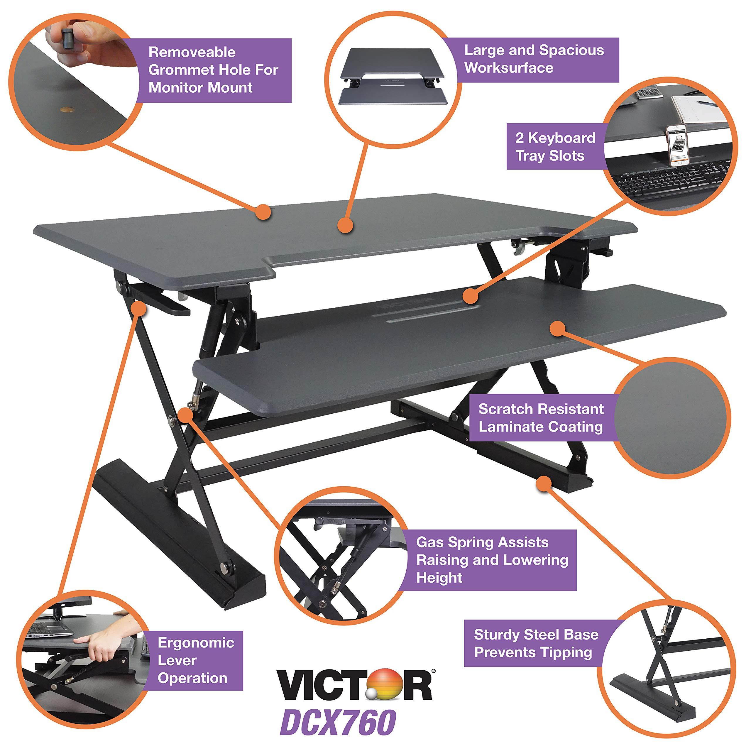 VICTOR TECH DCX760G Standing Desk, 36, Gray