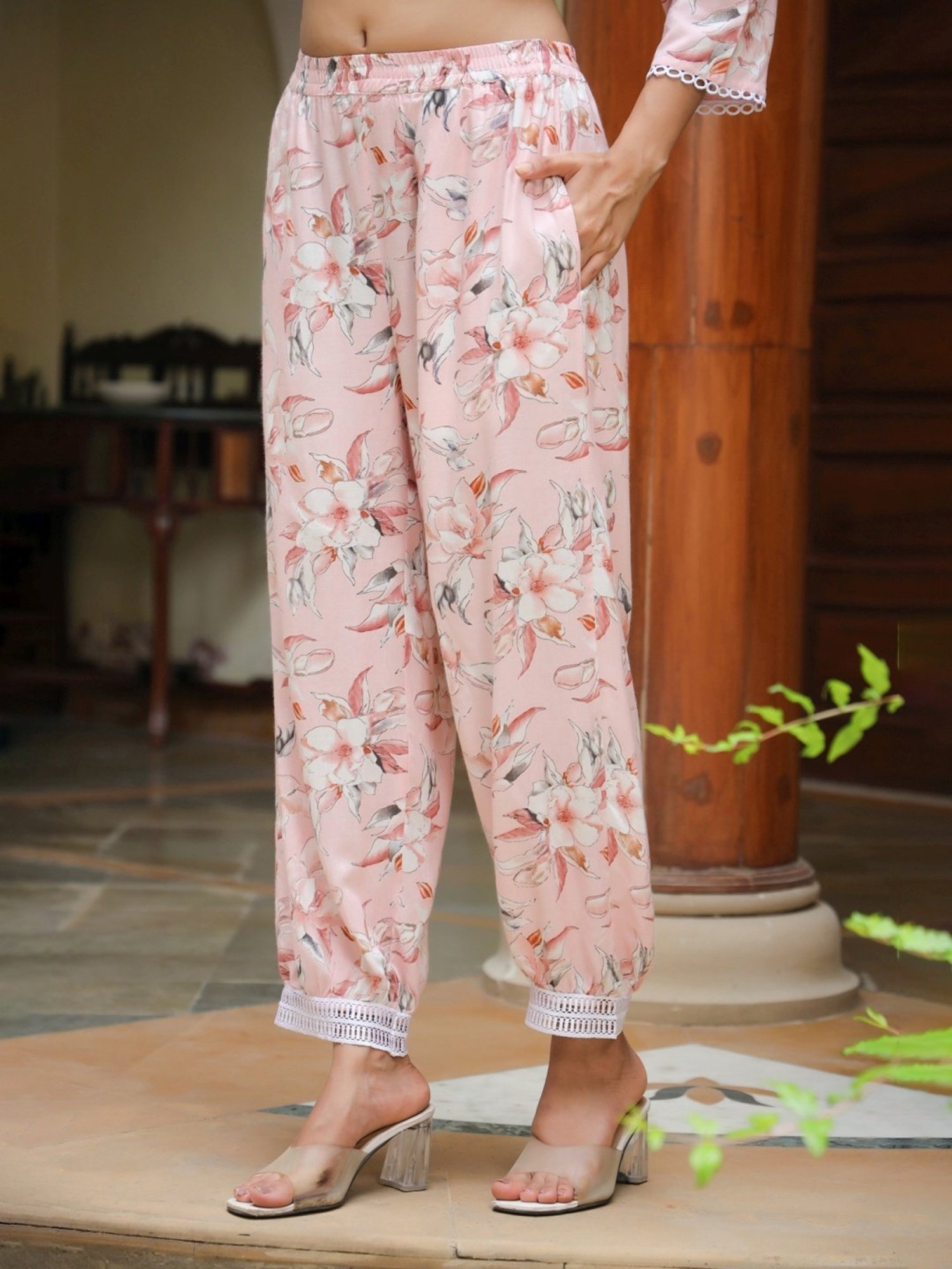 Rain and Rainbow Peach Floral Print Co-Ords Set