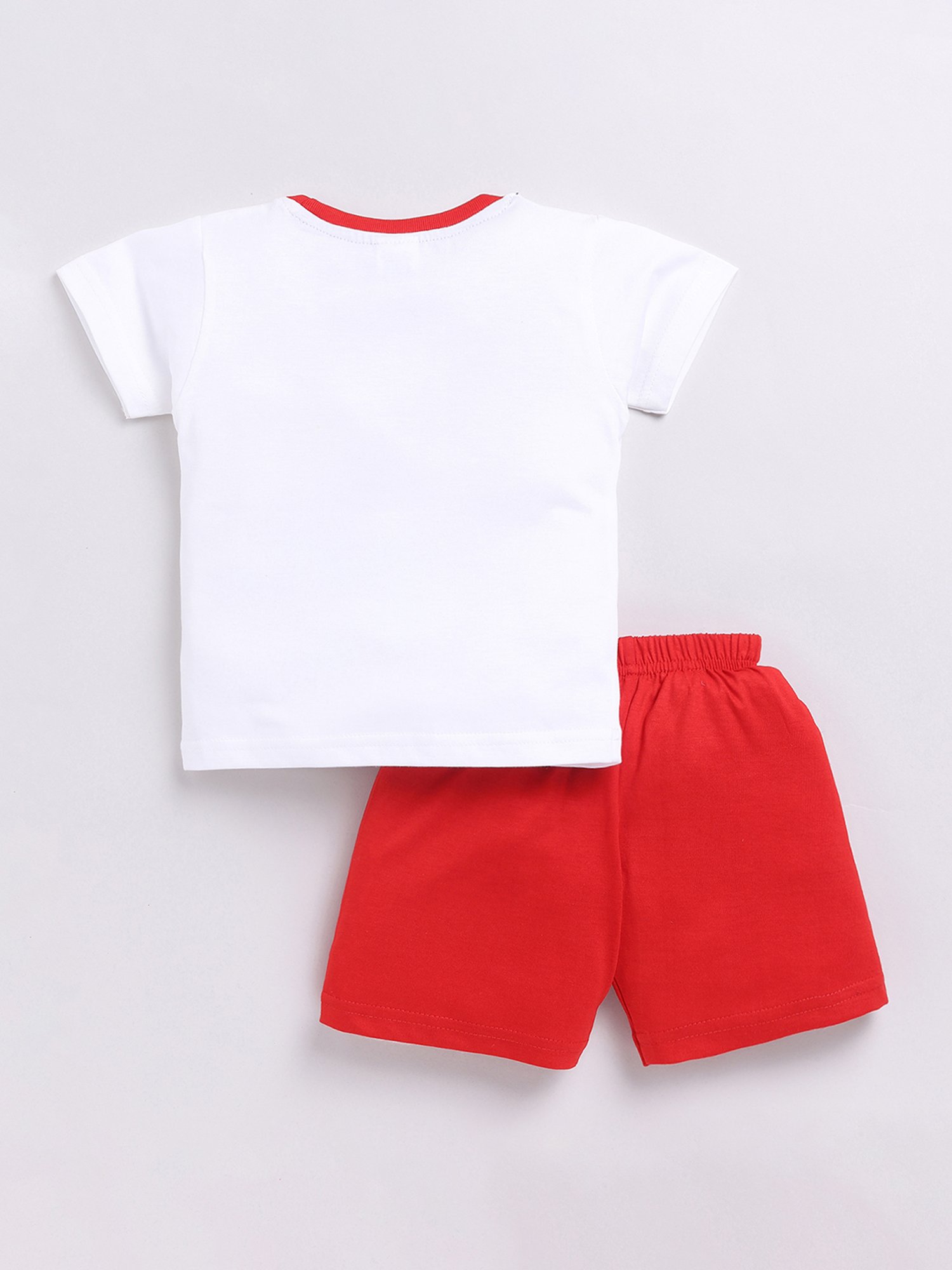 Todd N Teen Kids White & Red Printed T-Shirt with Shorts