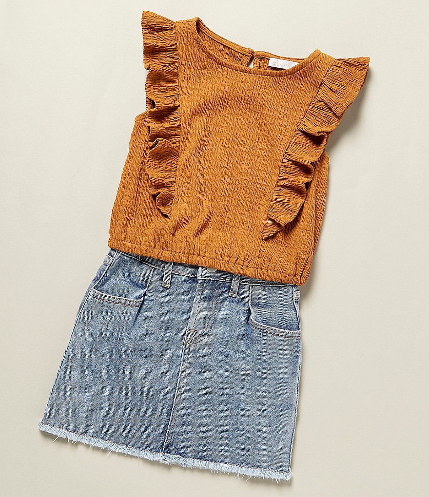 GB Girls Little Girls 2T-6X Ruffle Textured Blouse