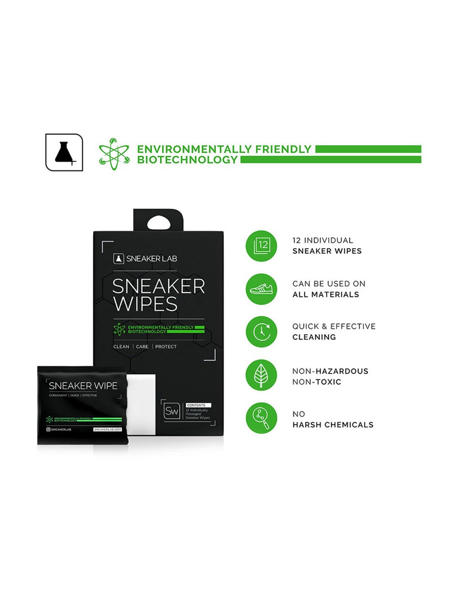 Sneaker Lab Environmentally Friendly Shoe Cleaner Wipes - 12 Pack