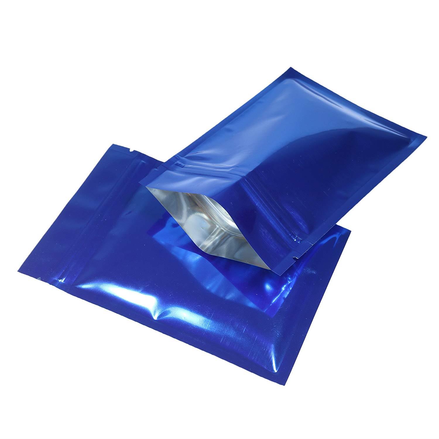 QQ Studio 100pcs Double-Sided Glossy Metallic Mylar Flat Packaging Ziplock Bags (3.3" x 5.1", Glossy Mixed)