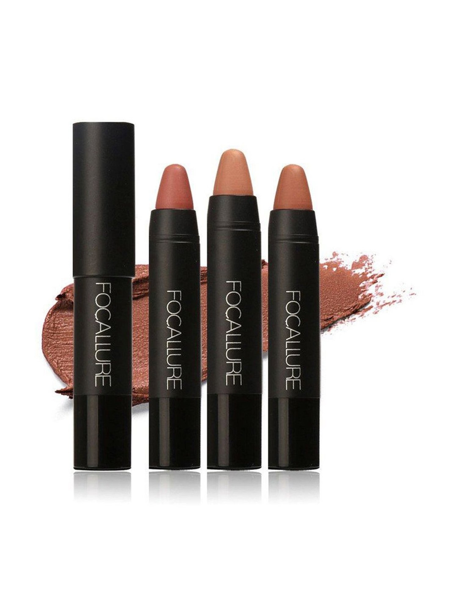 FOCALLURE 3 Pcs Matte Lips Crayon Lipstick Kit 2 Nude - 18 gm
